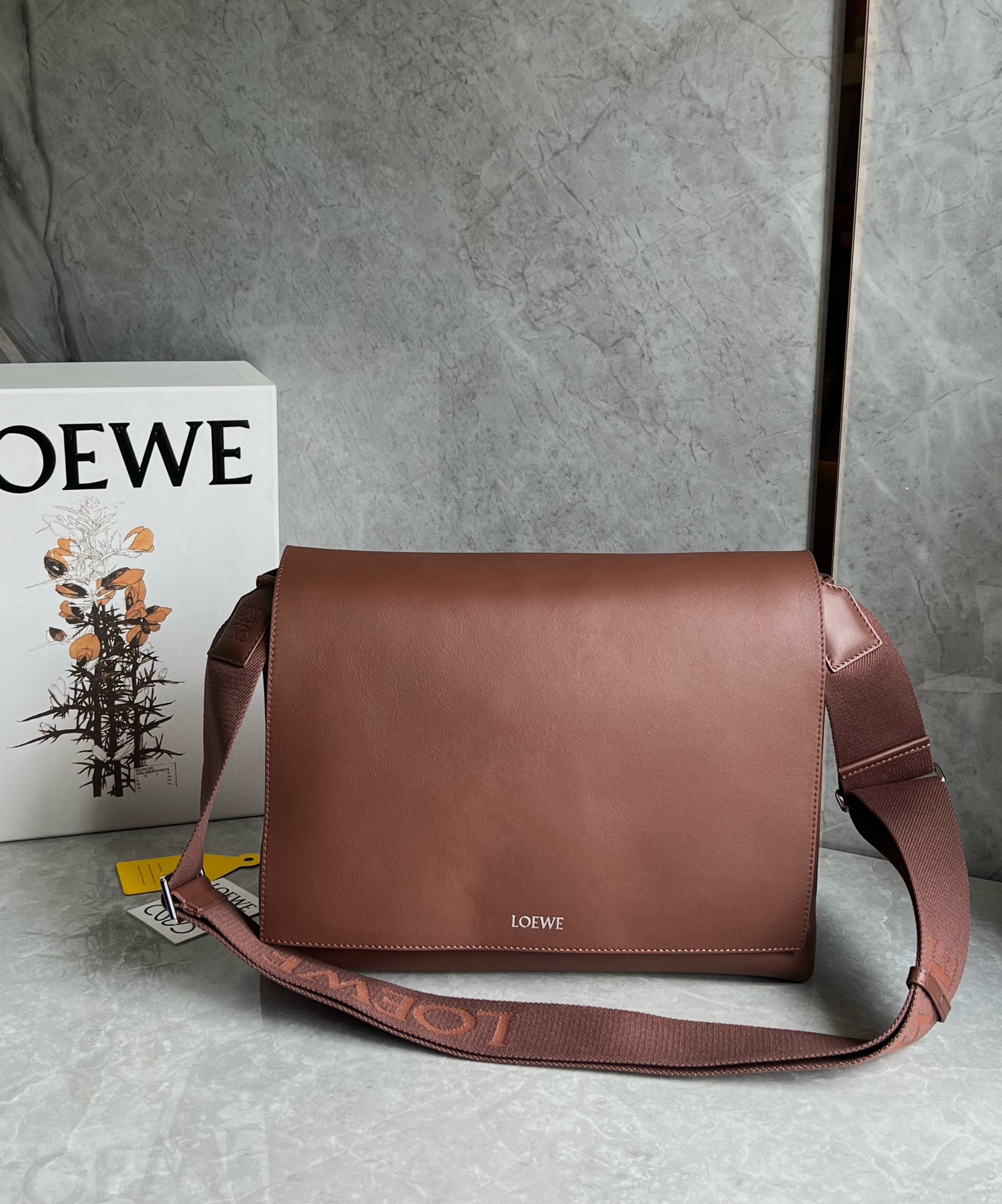 Loewe Flamenco Satchel in Shiny Supple Calfskin Dark Burgundy